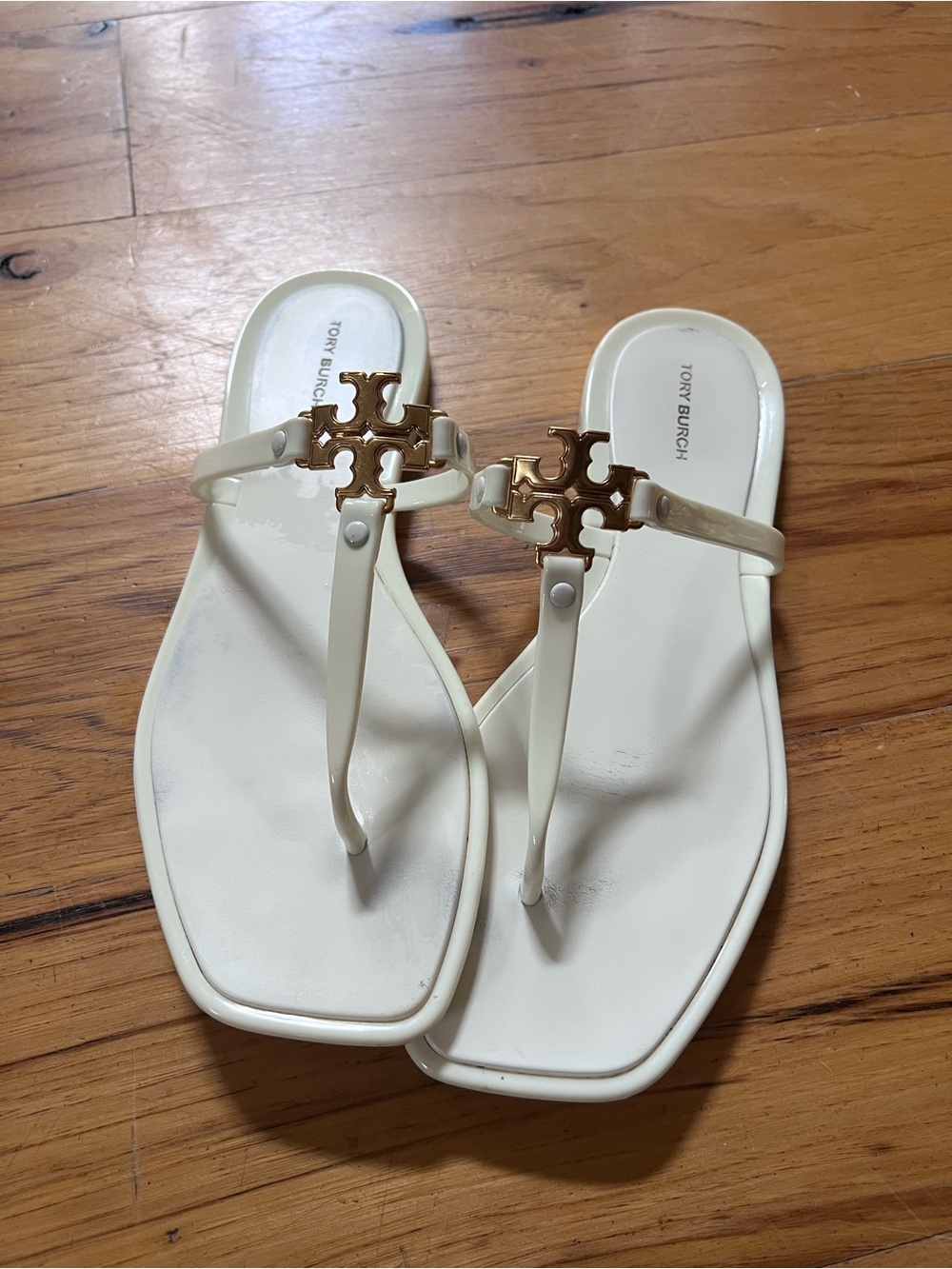 Tory Burch White and gold jelly sandals